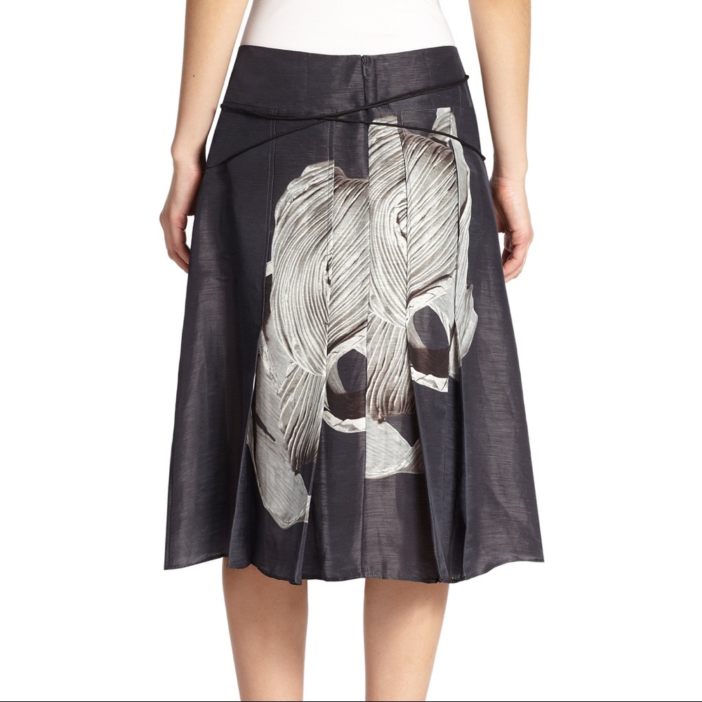 Tibi Midori pleated skirt in lace up linen/silk, size 4